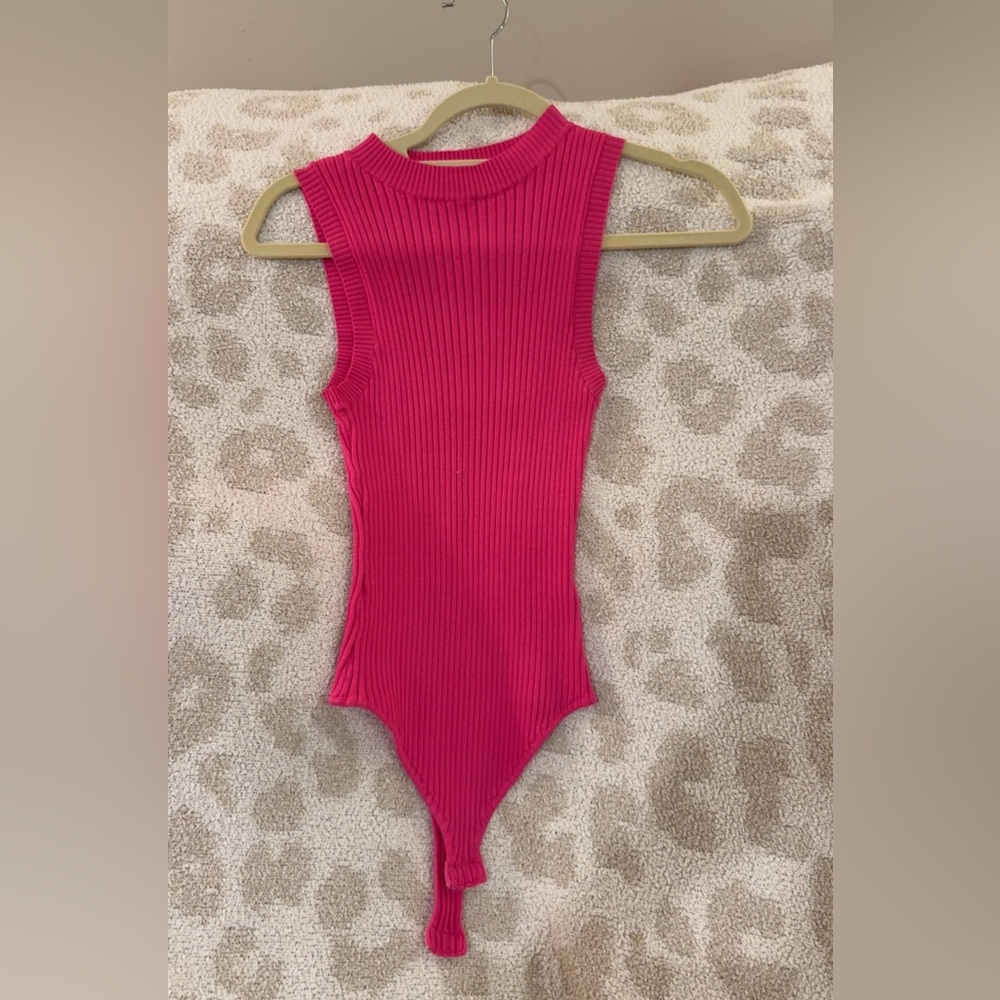 Altar'd State Pink Ribbed Bodysuit One Piece (Women’s)